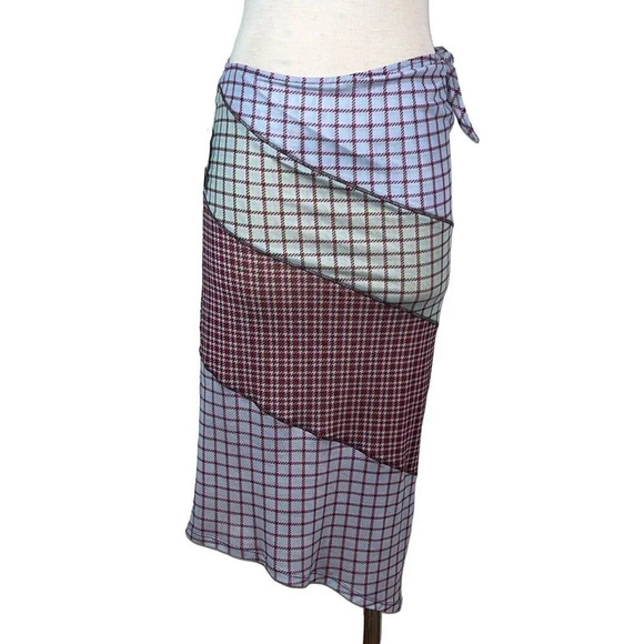 MIAOU Sienna Skirt in Bristol Plaid Small New Womens Sheer Midi Mesh - Picture 5 of 16